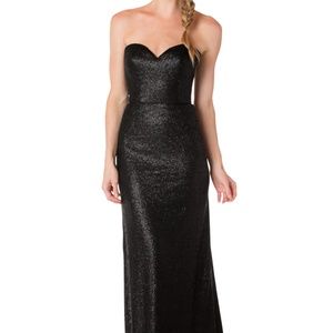 SOLD bari Jay 1718 Onyx Strapless Bridesmaid Gown dress